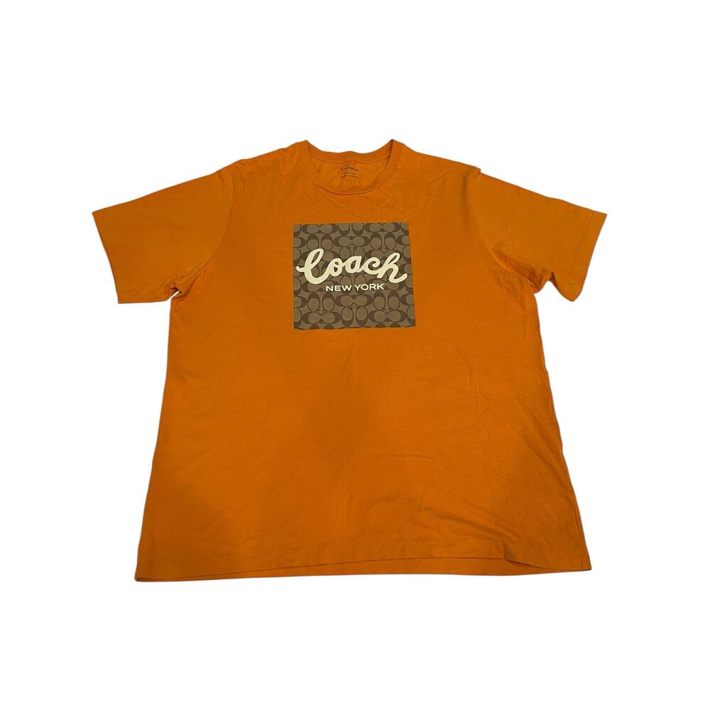 Coach Men Signature T Shirt In Organic Cotton Size XXL Orange